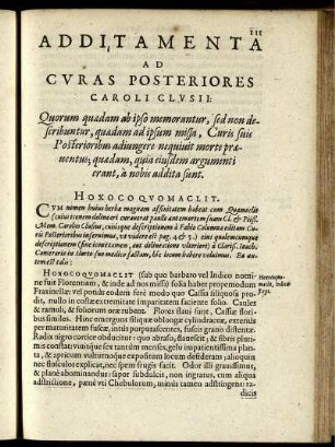 Additamenta Ad Curas Postriores