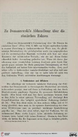 10: Zu Domaszewski's Abhandlung über die römischen Fahnen