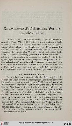10: Zu Domaszewski's Abhandlung über die römischen Fahnen