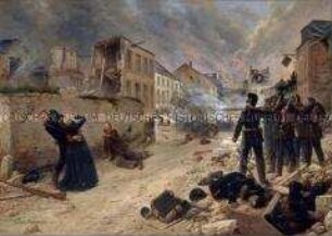 Erschießung von Zivilisten in Bazeilles bei Sedan durch die bayrische Armee im Deutsch-Französischen Krieg 1870