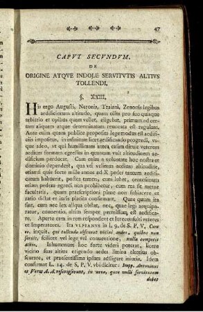Caput Secundum. De origine Atque Indole Servitutis Tollendi.
