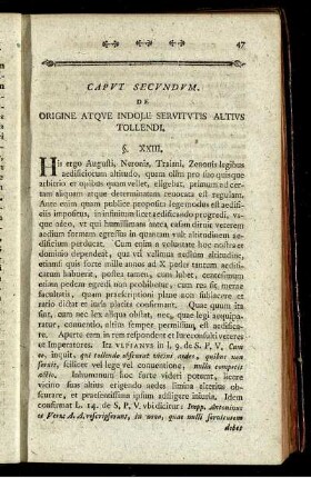 Caput Secundum. De origine Atque Indole Servitutis Tollendi.