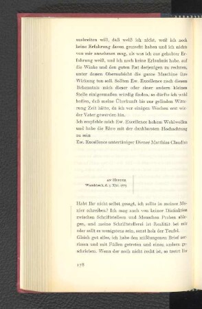 An Herder Wandsbeck, den 5. Dezember 1775