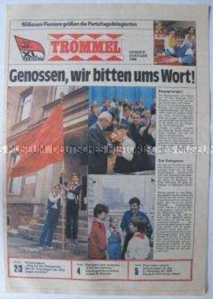 Sonderausgabe der Pionierzeitschrift "Trommel" zum XI. Parteitag der SED
