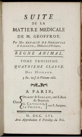 3: Suite De La Matiere Médicale De M. Geoffroy. 3