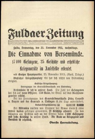 Ausgabe vom Donnerstag, den 25. November 1915.