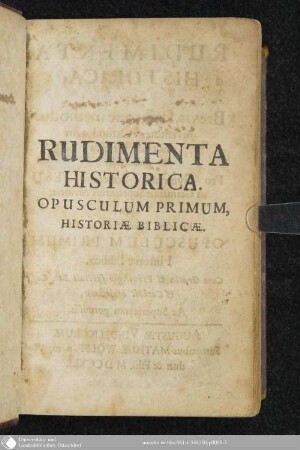 Erstes Wercklein: Von den Biblischen Geschichten