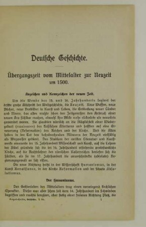 Übergangszeit vom Mittelalter zur Neuzeit um 1500