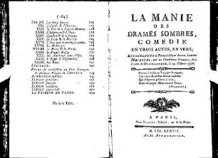 La Manie Des Drames Sombres : Comédie En Trois Actes, En Vers