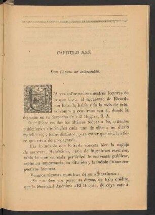 Capítulo XXX - Don Lázaro se sobresalta.