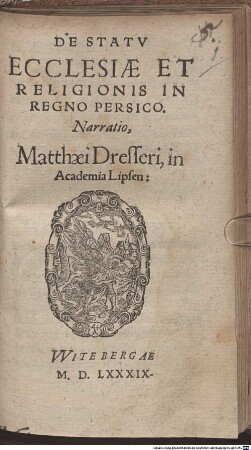 De statu ecclesiae et religionis in regno Persio narratio
