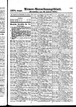 1378.Ausgabe. Dienstag, 20. Februar 1917