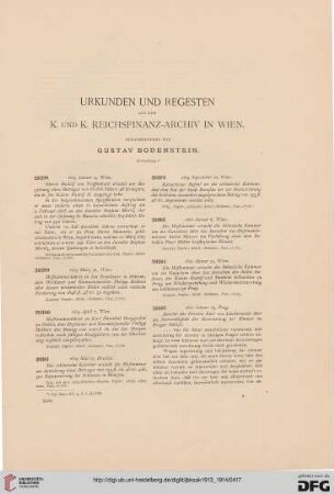 Urkunden und Regesten aus dem k. und k. Reichsfinanz-Archiv in Wien