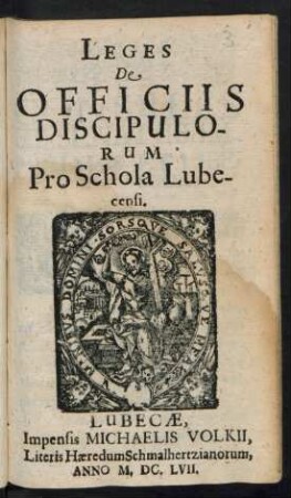 Leges De Officiis Discipulorum Pro Schola Lubecensi