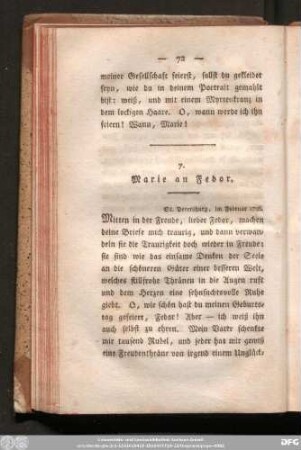 7. Marie an Fedor. St. Petersburg, im Februar 1726.