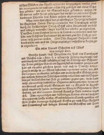 Ein ander Extract Schreiben auß Lübeck vom vorigen dato.