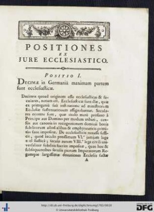 Positiones Ex Jure Ecclesiastico.