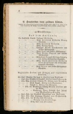 1) Hausorden vom goldnen Loewen.