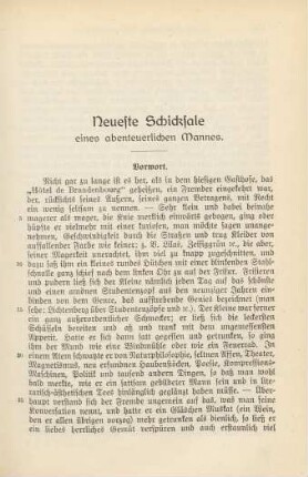 Neueste Schicksale eines abenteuerlichen Mannes