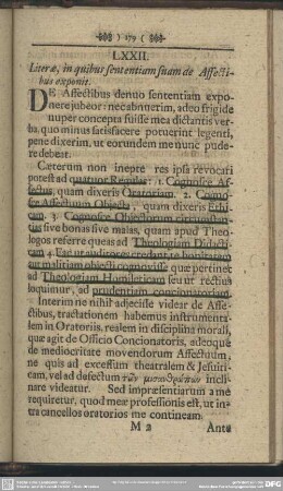 LXXII. Literae, in quibus sententiam suam de Affectibus exponit