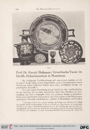 1: Griechische Vasen im Großh. Hofantiquarium in Mannheim