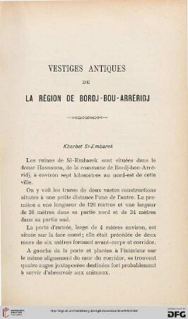 Sér. 5: Vestiges antiques de la région de Bordj-Bou-Arréridj