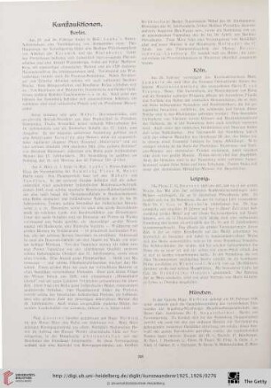 Kunstauktionen / Aus der Museumswelt / Kunstausstellungen / Aus der Künstlerwelt / Farbkunde und Papierfärbung / Kunstdiebstähle / Amerikas Kunstleben / Englische Kunstschau / Dänische Architektureindrücke / Neue Kunstbücher / Kleine Kunstchronik / Anzeigen