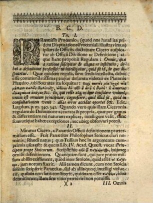 Disputatio I. ad librum I. Ciceronis De officiis
