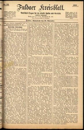 Erste Ausgabe vom Samstag, den 13. November 1880.