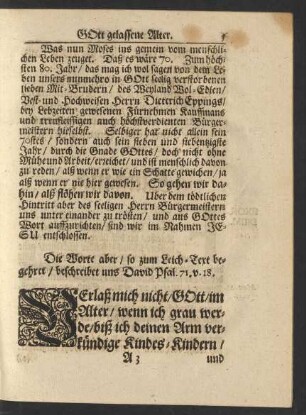 Leich-Text .../ beschreibet uns David Psal. 71. v. 18.