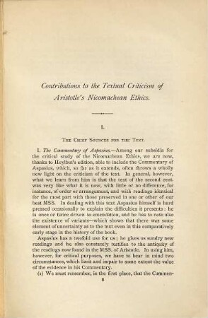 Contributions to the textual criticism of Aristotle's Nicomachean Ethics