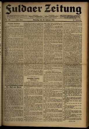 Erste Ausgabe vom Dienstag, den 18. Februar 1913.