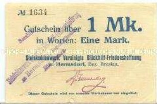 Hermsdorf, Steinkohlenwerk, 1 Mark