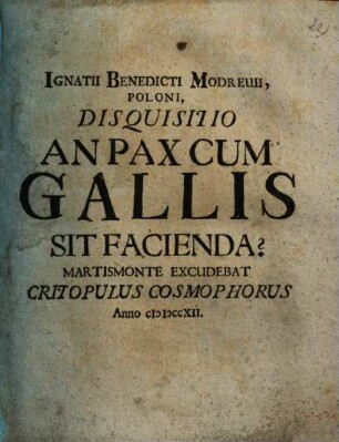 Disquisitio: an pax cum Gallis sit facienda?