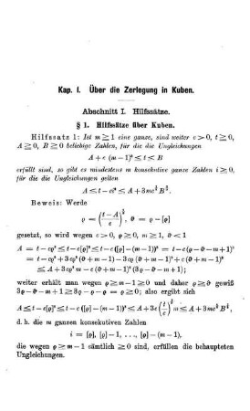 Kap. I. - Über die Zerlegung in Kuben.