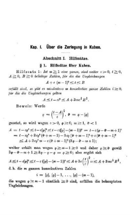 Kap. I. - Über die Zerlegung in Kuben.