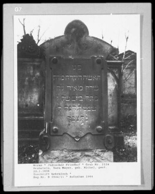 Grabstein von Sara Mayer, geborene Michel (gestorben 1898.01.29)