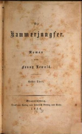 Die Kammerjungfer : Roman von Fanny Lewald, 1