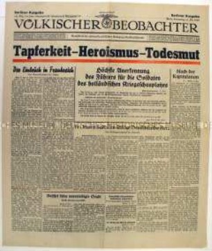 Tageszeitung "Völkischer Beobachter" u.a. zu den Kämpfen an der Westfront