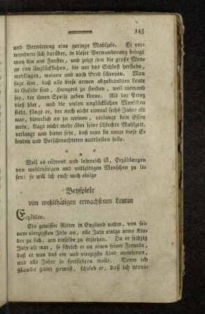 Beyspiele von wohlthätigen erwachsenen Leuten.
