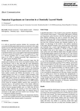 Numerical experiments on convection in a chemically layered mantle