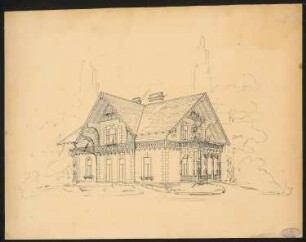 Landhaus Dr. Heckscher, Neubabelsberg: Perspektivische Ansicht Variante (realisiert)