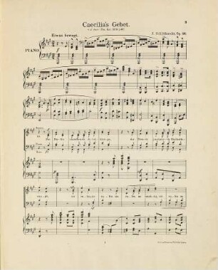 Caecilias Gebet : Ged. von J. Auer ; für 4stg. gem. Chor, Sopransolo & Pianofortebegl. ; op. 16