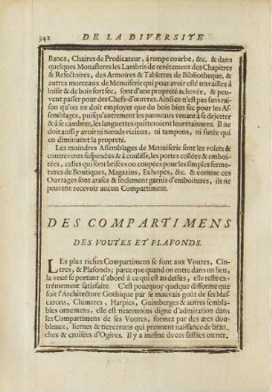 Des Compartimens des Voutes et Plafonds