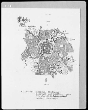 Stadtplan Leipzig, Altstadt und Umgebung (vor dem Bahnhofbau)