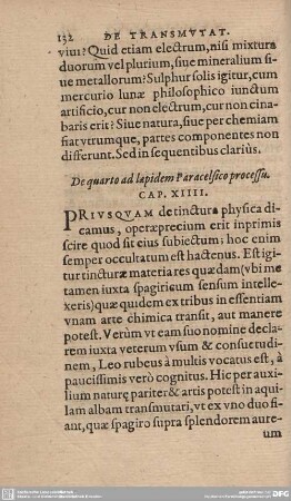 De quarto ad lapidem paracelsico processu. Cap. XIIII.
