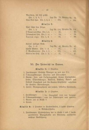 XI. Der Unterricht im Turnen