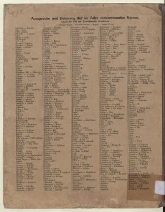 Aussprache und Betonung der im Atlas vorkommenden Namen, soweit sie von der Schreibweise abweichen