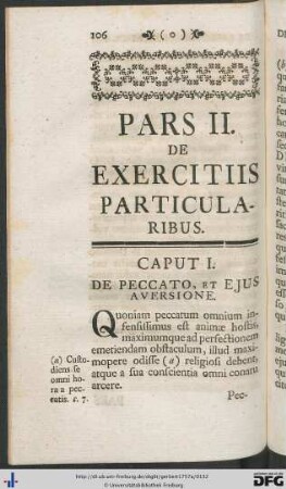Pars II. De Exercitiis Particularibus.