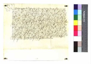 Lehenbrief Propst Albrechts II. zu Ellwangen für Kunz Schmid über ein Drittel an zwei Tagwerk Wiesen hinter der Stadtmühle [zu Ellwangen]